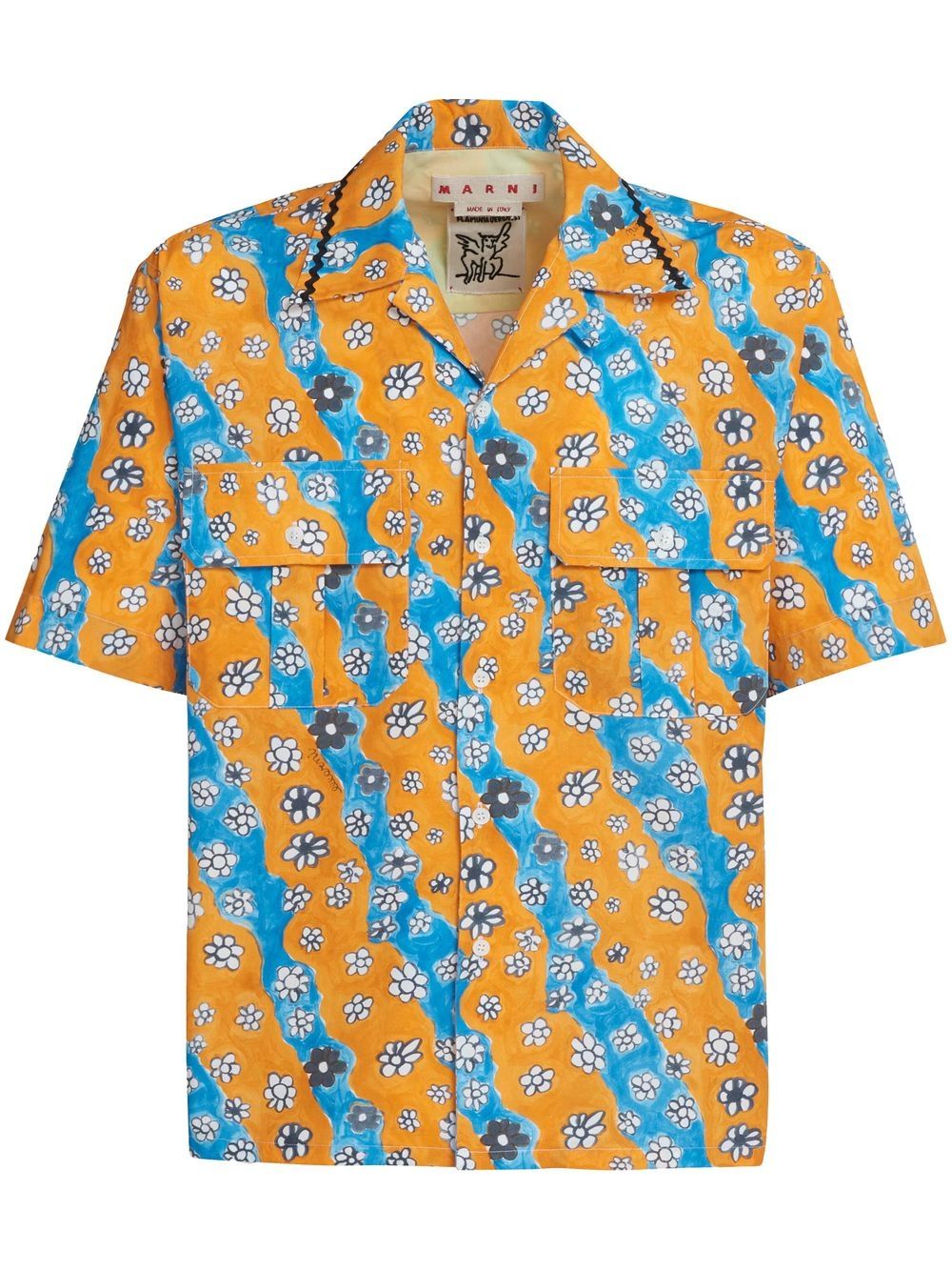 Daisy-Print Patch-Pocket Shirt