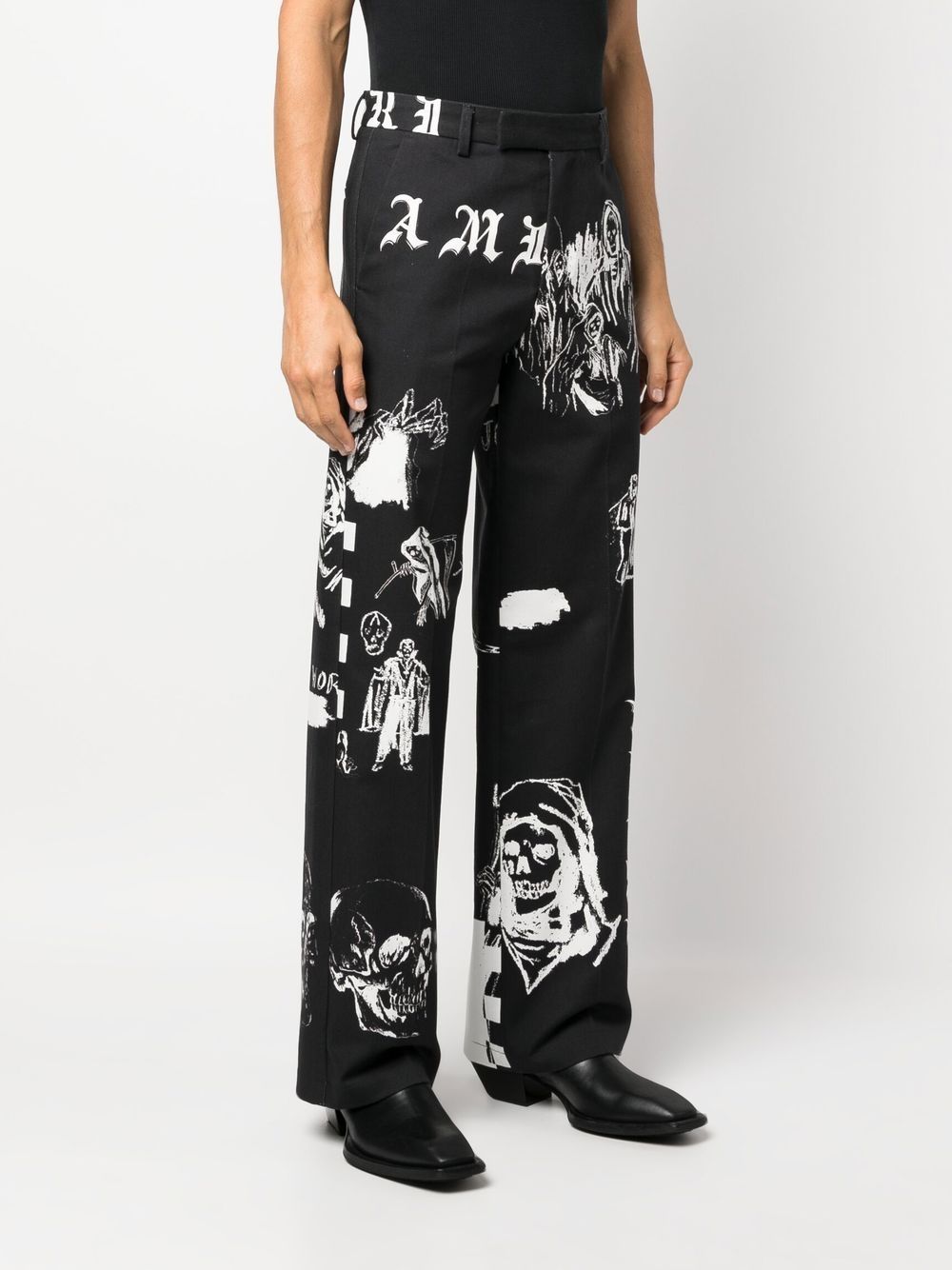 Graphic-Print Straight-Leg Trousers