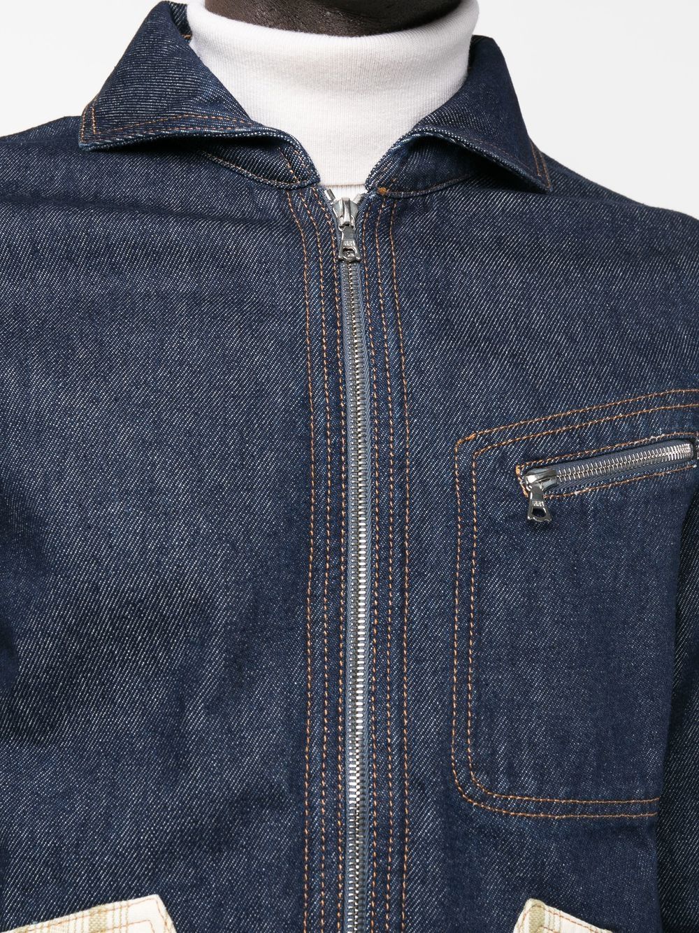 Contrast-Panel Denim Jacket