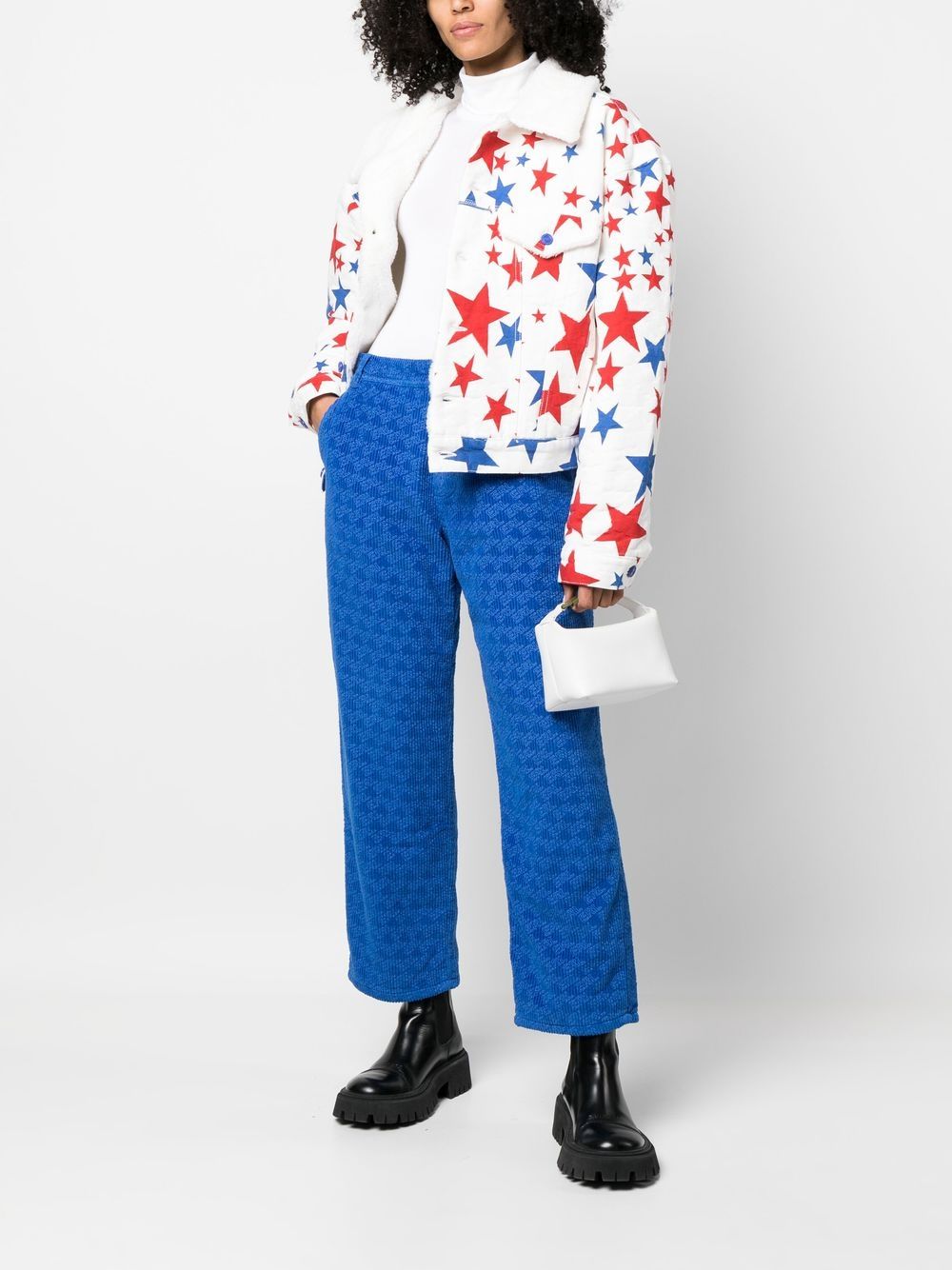 Graphic-Print Corduroy Trousers