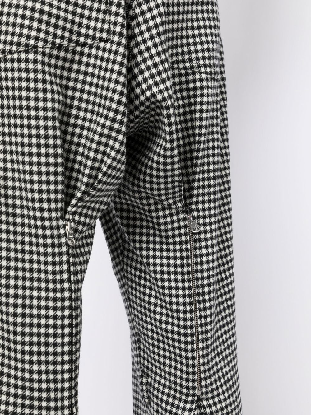 Houndstooth Rear-Zip Tapered Trousers