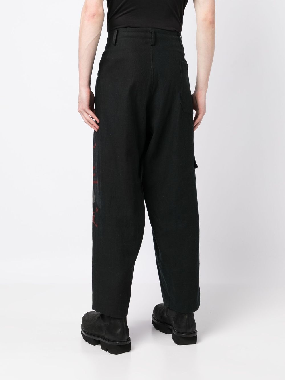 Graphic-Print Drop-Crotch Trousers