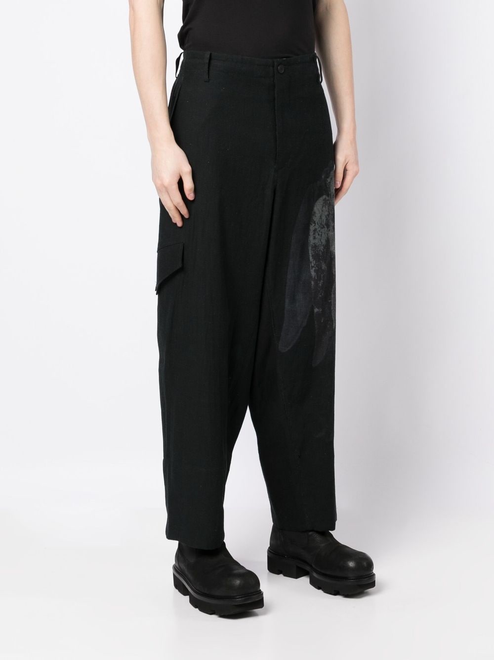 Graphic-Print Drop-Crotch Trousers