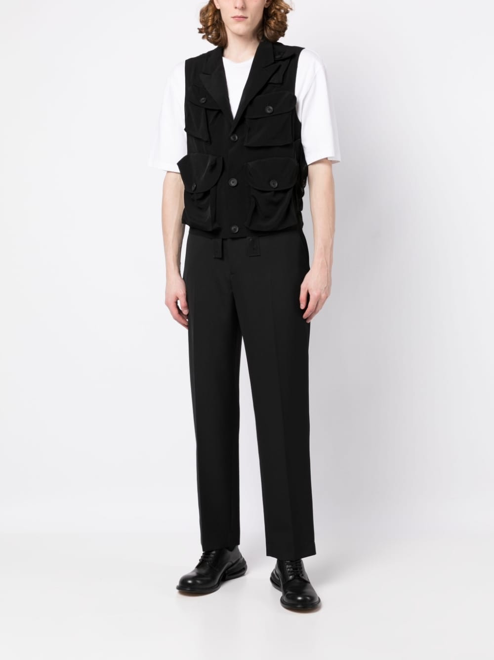 Peak-Lapel Sleeveless Vest