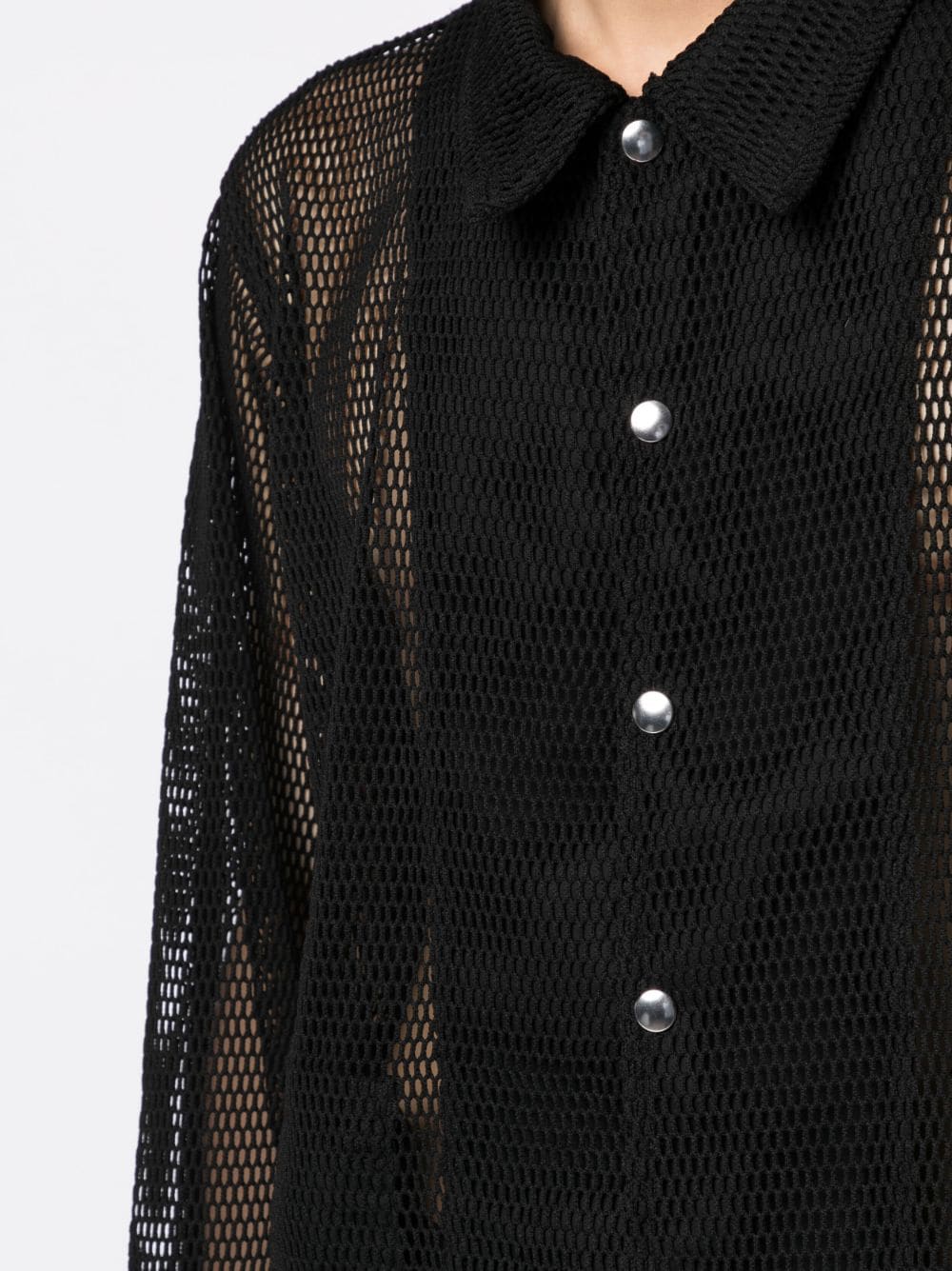 Asymmetric Open-Knit Shirt Jacket