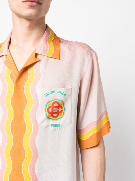 Casablanca Rainbow Monogram Printed Silk-jacquard Shirt