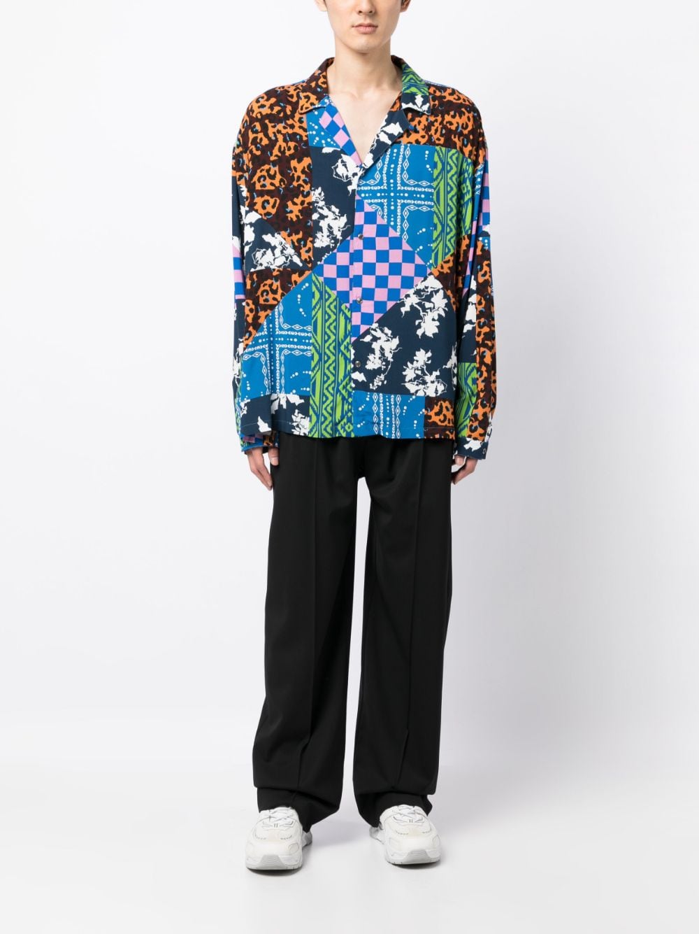 Mix-Print Camp Collar Shirt