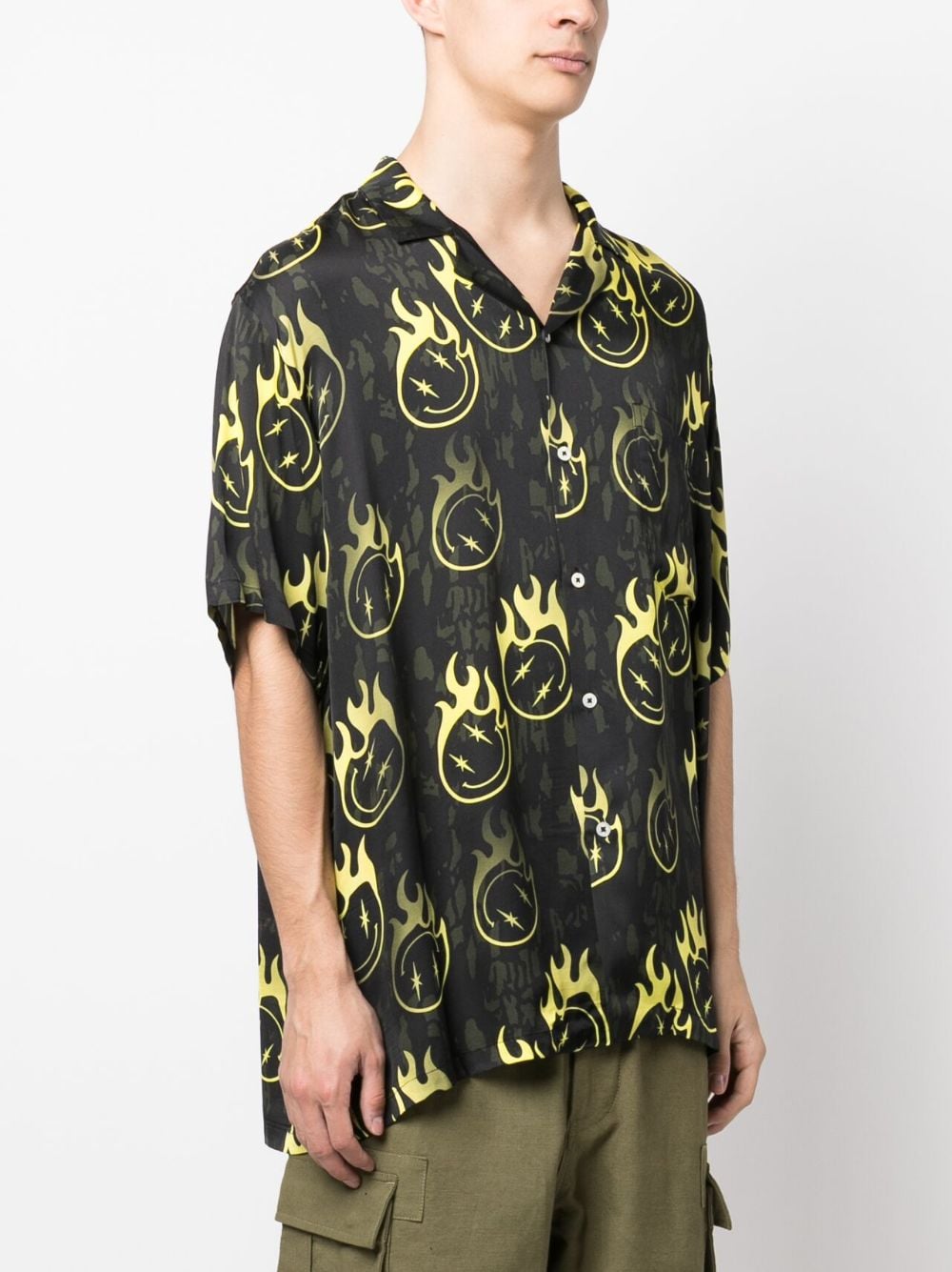 Oversized Smiley-Print Bowling Shirt