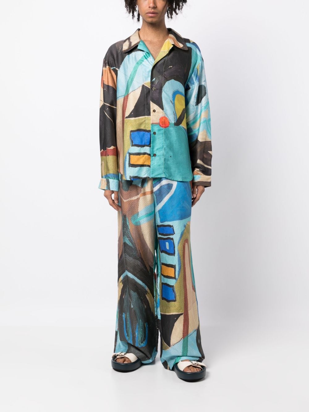 Abstract-Print Lyocell Shirt