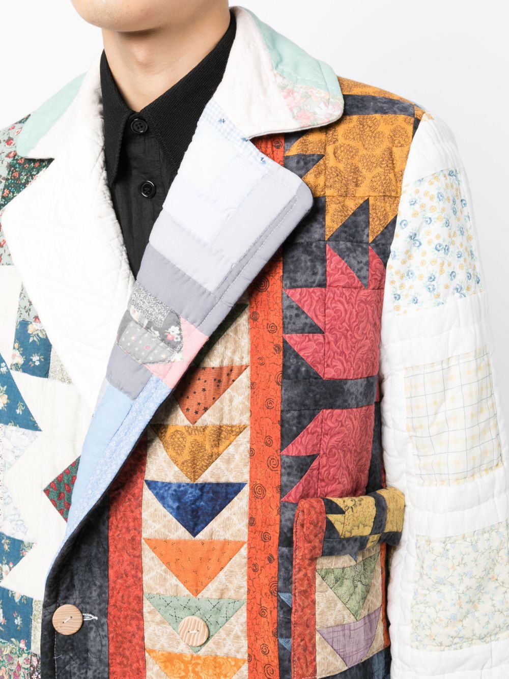 Double-Breasted Patchwork Coat