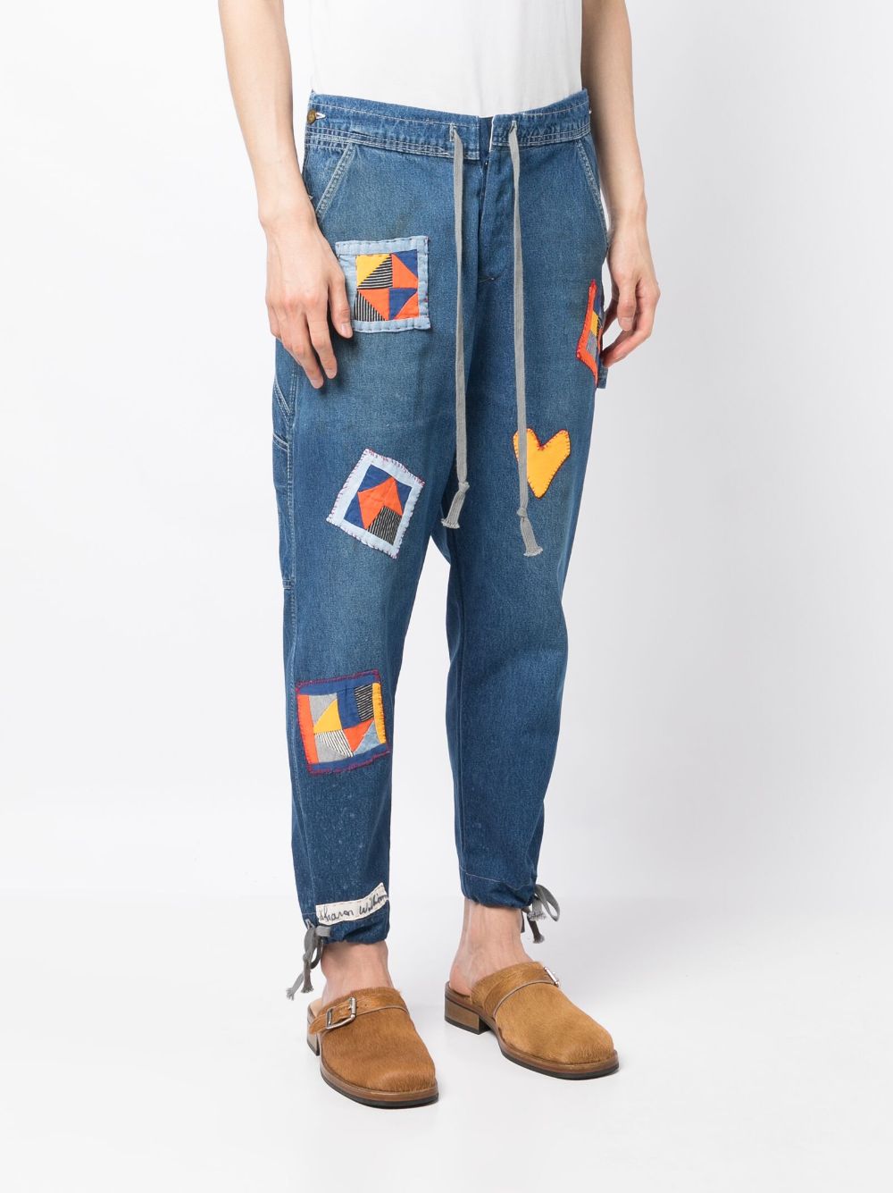 Patch-Detail Drawstring Jeans