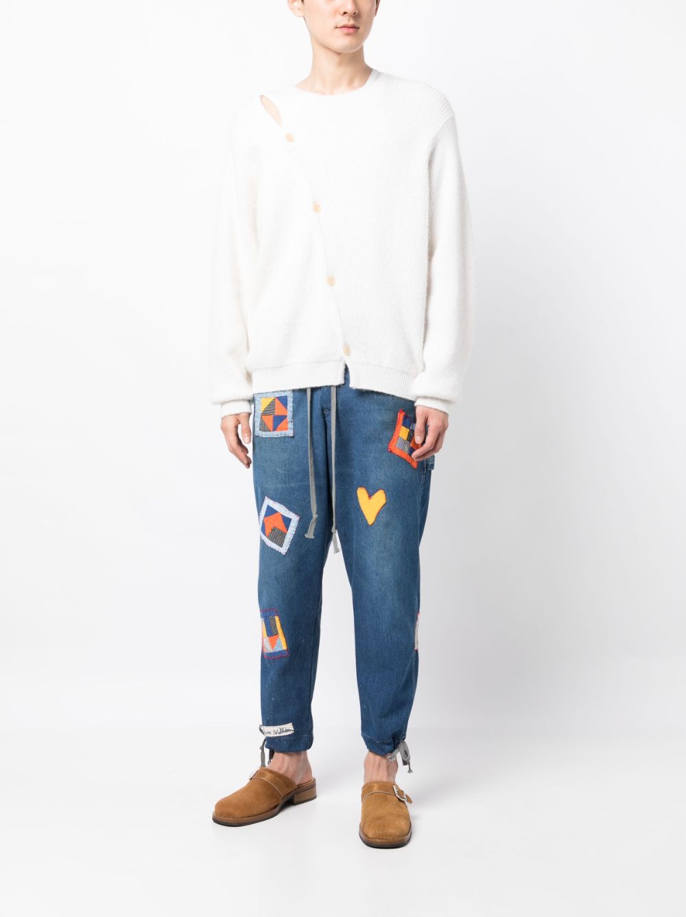 Patch-Detail Drawstring Jeans