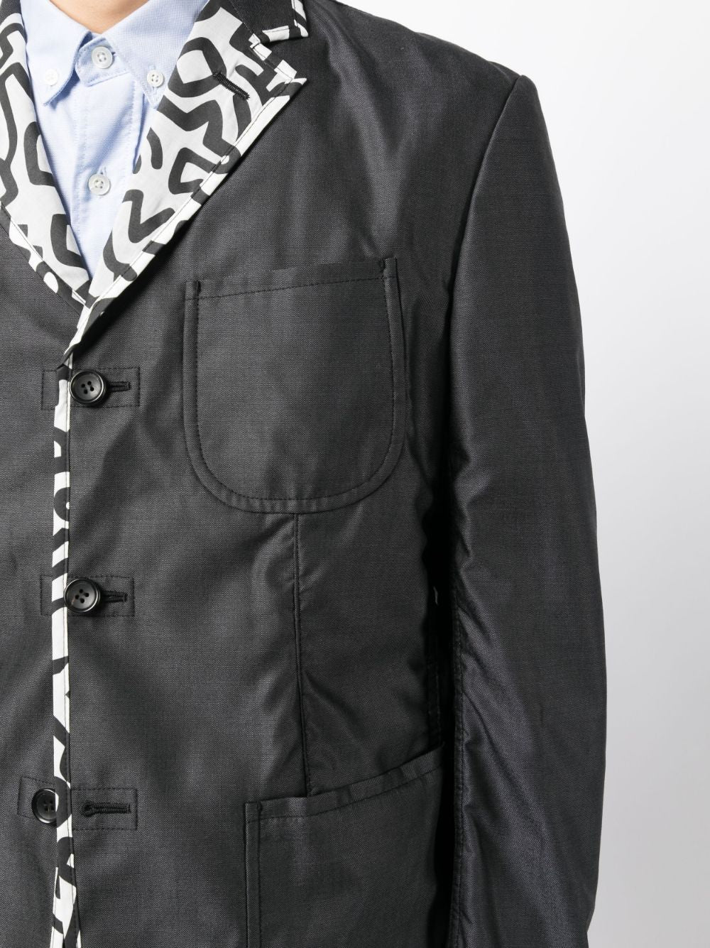 Contrasting-Trim Buttoned Blazer