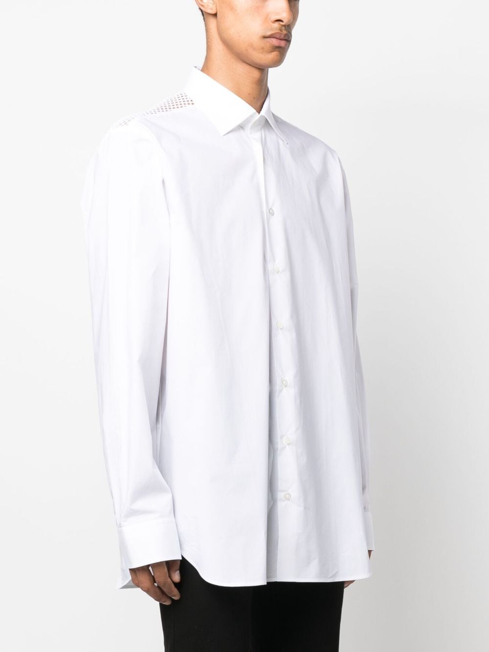 Mesh-Detail Cotton Shirt