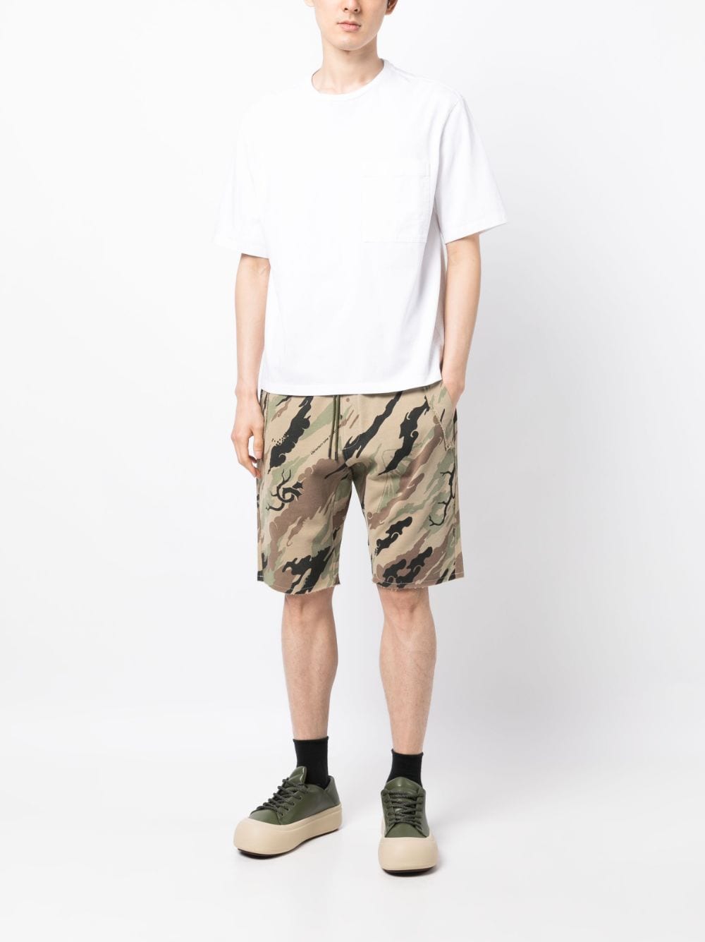 Bonsai Forest-Print Cotton Shorts