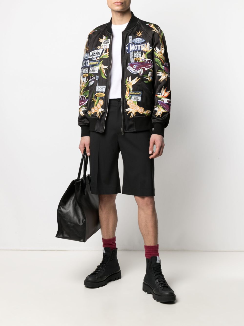 Motel-Embroidered Satin Bomber Jacket