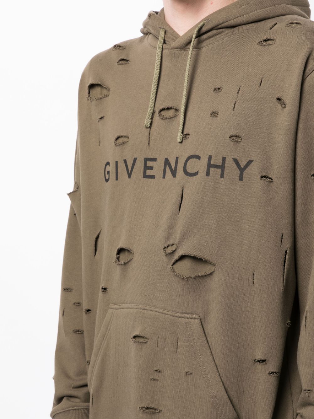 Logo-Print Distressed-Effect Hoodie