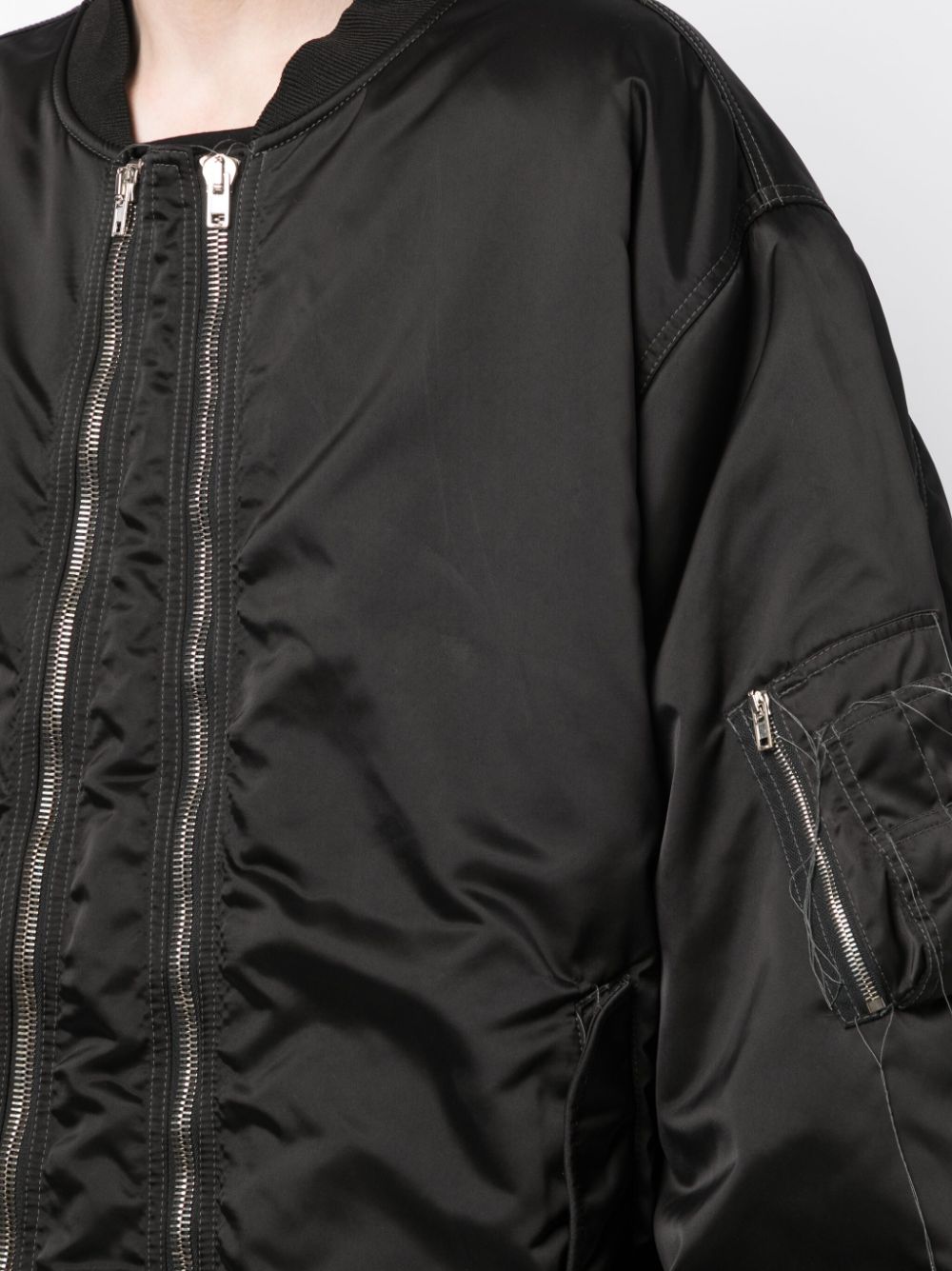 Exposed-Seam Zip-Up Bomber Jacket