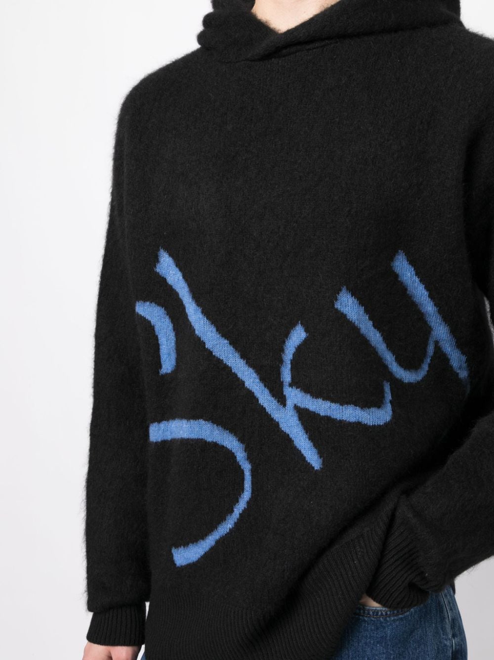 Logo-Jacquard Knitted Hoodie